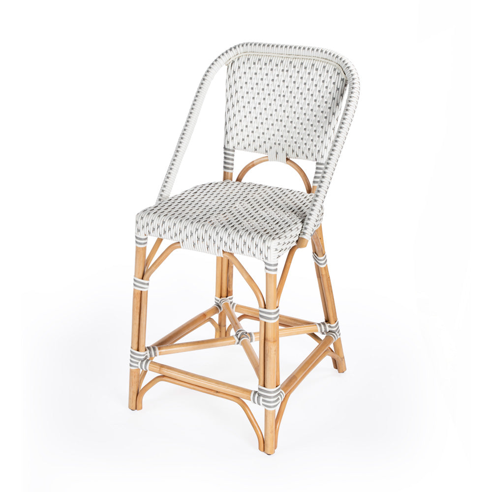 Butler Specialty Company - Solstice 25 in. Seat Height Rattan Indoor Counter Height Stool with Back & Footrest, Gray - 5399329