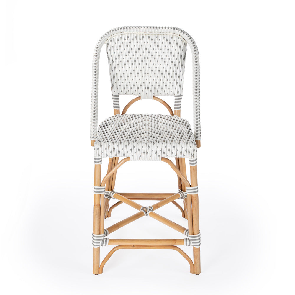 Butler Specialty Company - Solstice 25 in. Seat Height Rattan Indoor Counter Height Stool with Back & Footrest, Gray - 5399329