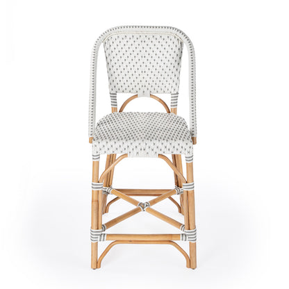 Butler Specialty Company - Solstice 25 in. Seat Height Rattan Indoor Counter Height Stool with Back & Footrest, Gray - 5399329