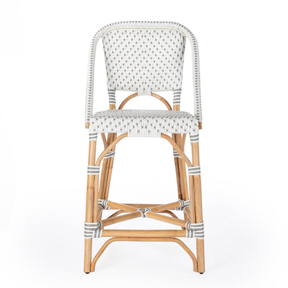 Butler Specialty Company - Solstice 25 in. Seat Height Rattan Indoor Counter Height Stool with Back & Footrest, Gray - 5399329