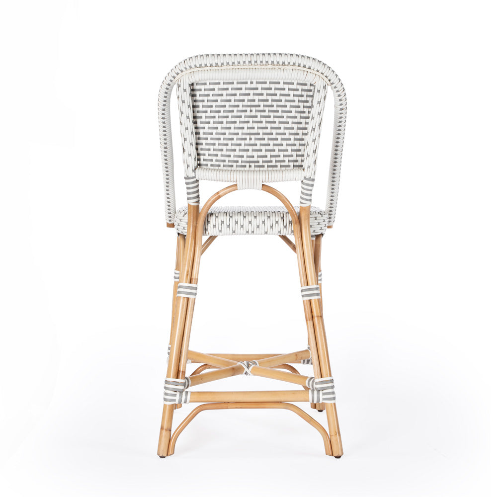 Butler Specialty Company - Solstice 25 in. Seat Height Rattan Indoor Counter Height Stool with Back & Footrest, Gray - 5399329
