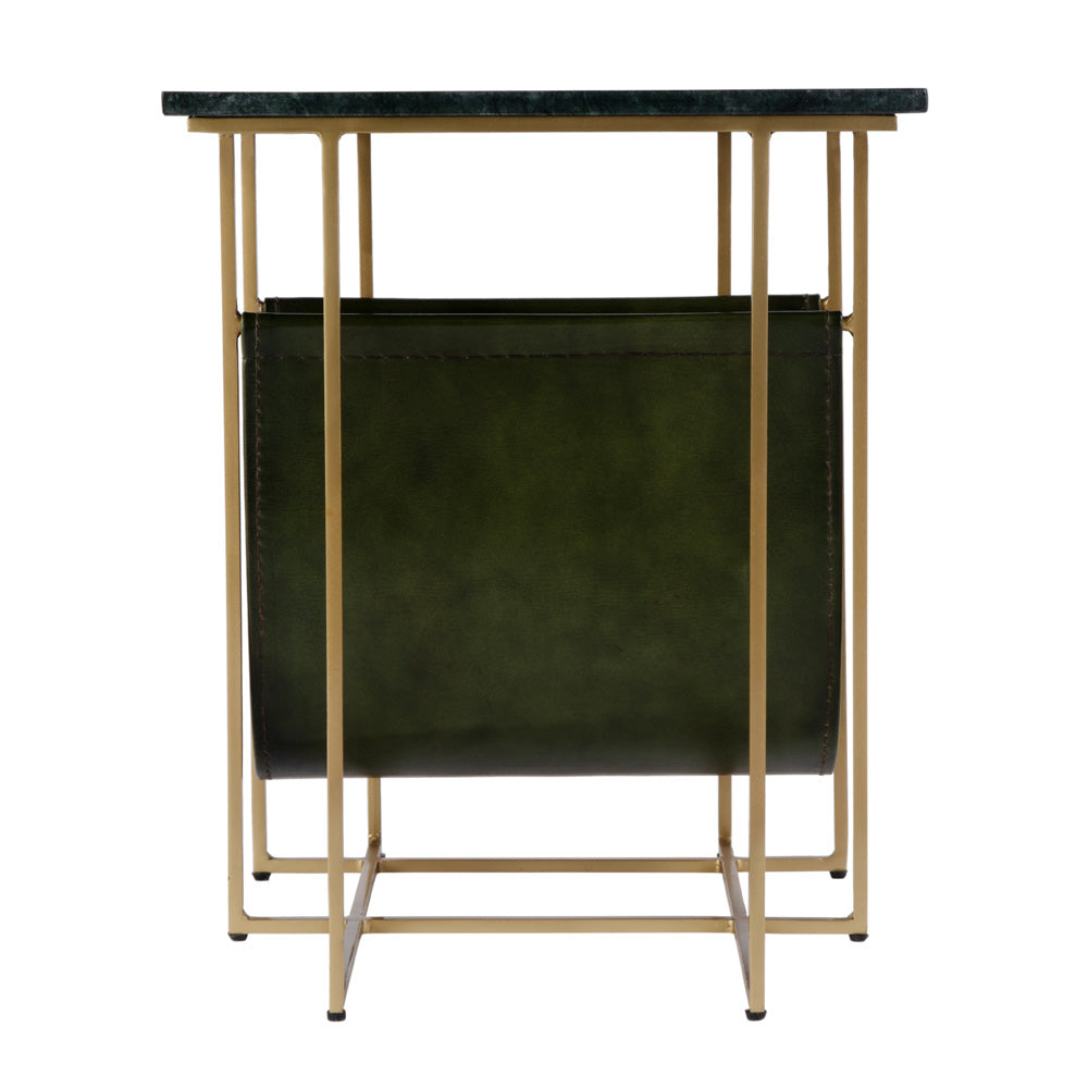 Butler Specialty Company - Stephanik 20.25 in. W Rectangular Marble & Leather Magazine Side Table, Green - 5451475 view 2