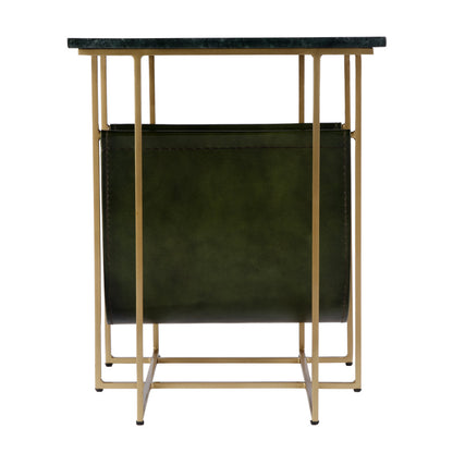 Butler Specialty Company - Stephanik 20.25 in. W Rectangular Marble & Leather Magazine Side Table, Green - 5451475 view 2