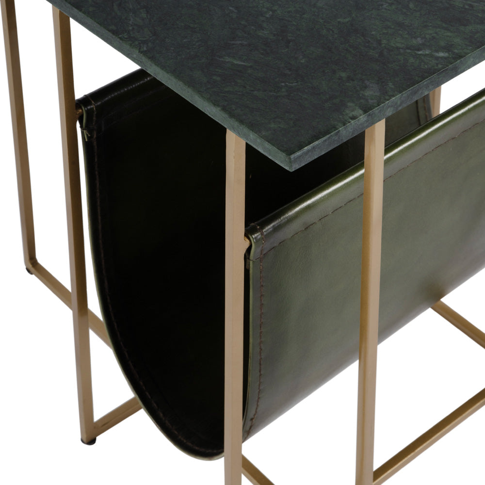 Butler Specialty Company - Stephanik 20.25 in. W Rectangular Marble & Leather Magazine Side Table, Green - 5451475 view 5