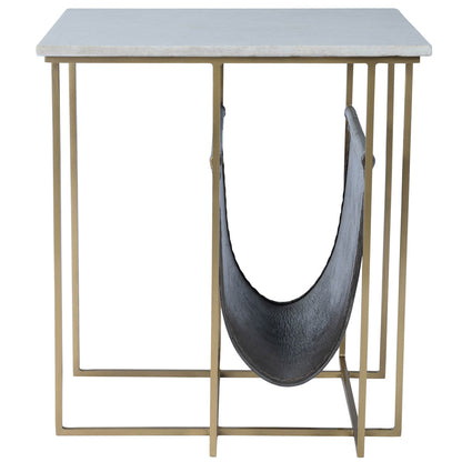 Butler Specialty Company - Stephanik Marble & Leather Magazine Side Table, Off-White - 5451389