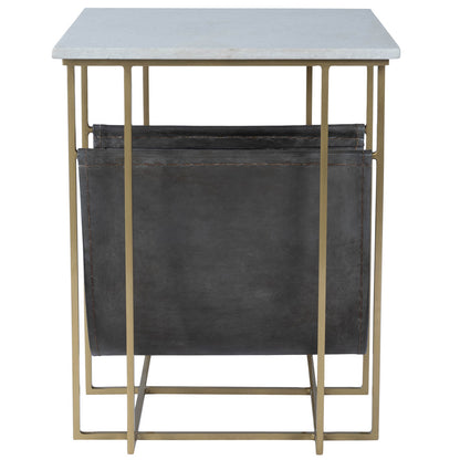 Butler Specialty Company - Stephanik Marble & Leather Magazine Side Table, Off-White - 5451389