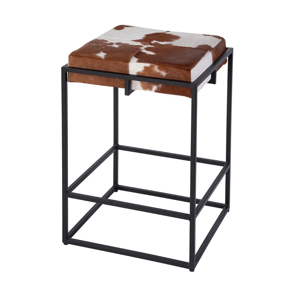 Butler Specialty Company - Stinson 26.5 in. Seat Height Leather and Iron Counter Stool w Footrest, Black, Brown - 5973503 View 1