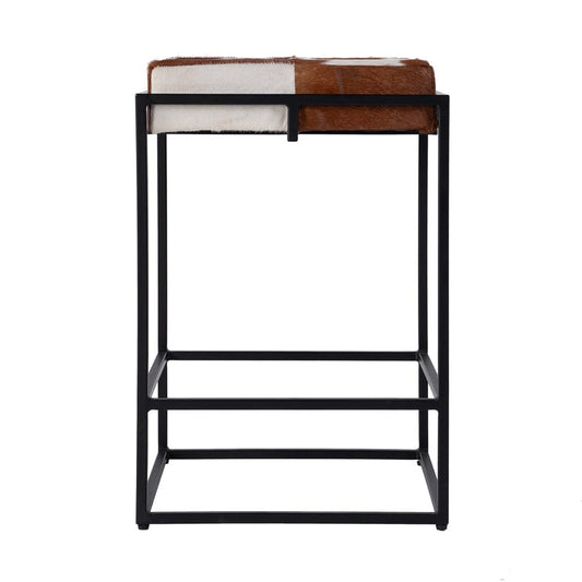 Butler Specialty Company - Stinson 26.5 in. Seat Height Leather and Iron Counter Stool w Footrest, Black, Brown - 5973503 View 2
