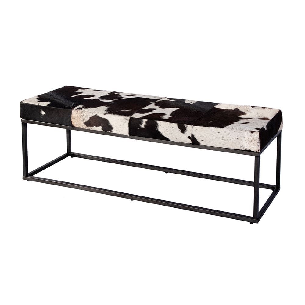 Butler Specialty Company - Stinson 54 in. W Rectangular Leather and Iron Accent Bench, Black and White - 5974373 View 1