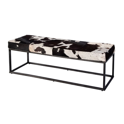 Butler Specialty Company - Stinson 54 in. W Rectangular Leather and Iron Accent Bench, Black and White - 5974373 View 1