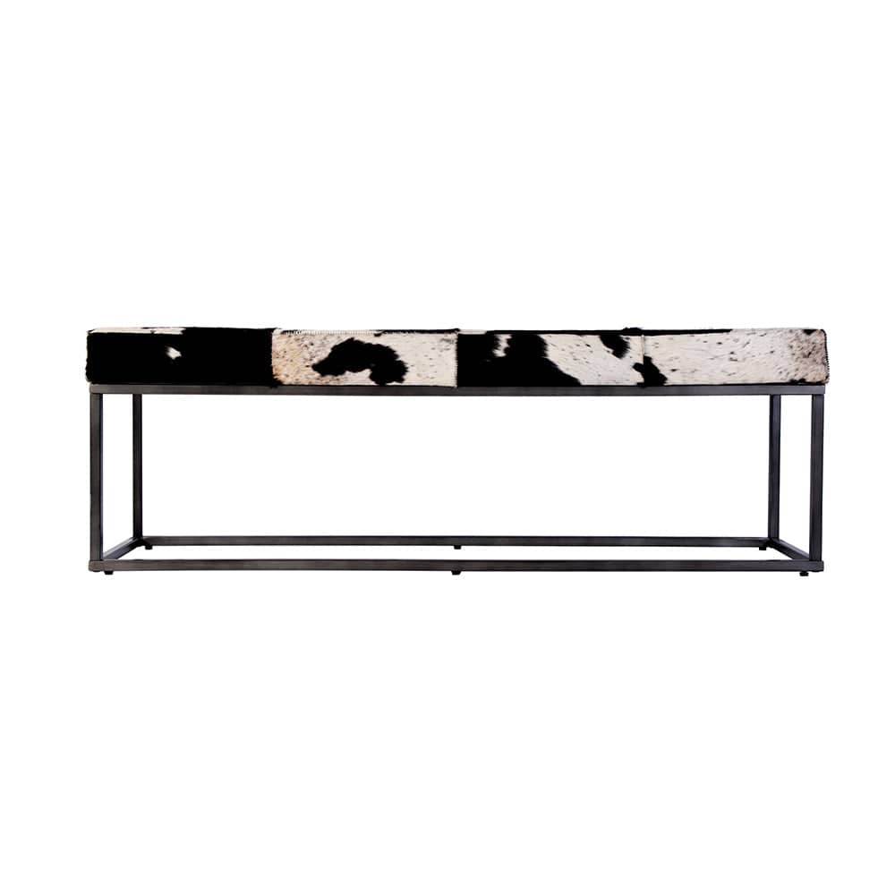Butler Specialty Company - Stinson 54 in. W Rectangular Leather and Iron Accent Bench, Black and White - 5974373 View 3