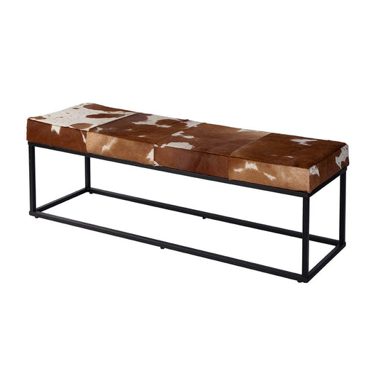 Butler Specialty Company - Stinson 54 in. W Rectangular Leather and Iron Accent Bench, White, Black, Brown - 5974503 View 1