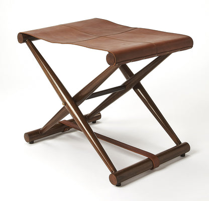 Butler Specialty Company - Sutton Leather Folding Stool, Medium Brown - 3989140