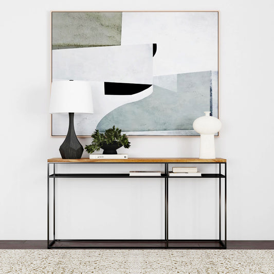 Butler Specialty Company - Sutton 63 in. W Rectangular Wood & Iron Console Table with Open Shelving, Light Brown - 5683330
