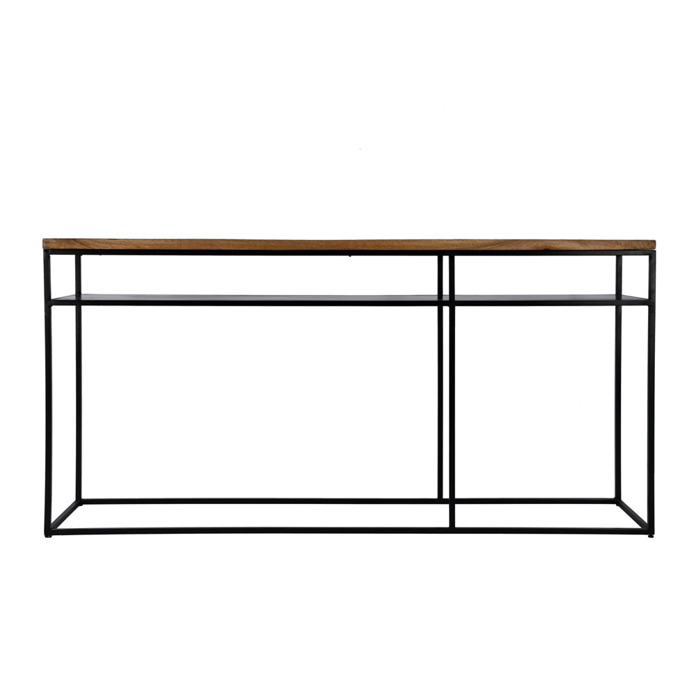 Butler Specialty Company - Sutton 63 in. W Rectangular Wood & Iron Console Table with Open Shelving, Light Brown - 5683330
