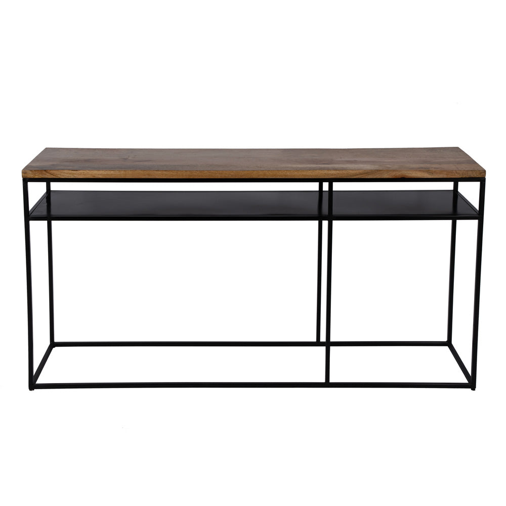 Butler Specialty Company - Sutton 63 in. W Rectangular Wood & Iron Console Table with Open Shelving, Light Brown - 5683330