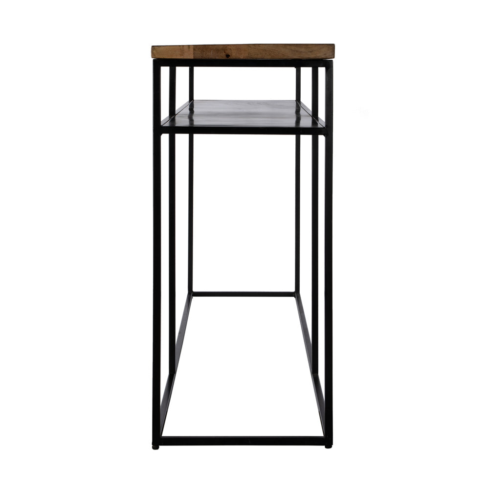 Butler Specialty Company - Sutton 63 in. W Rectangular Wood & Iron Console Table with Open Shelving, Light Brown - 5683330