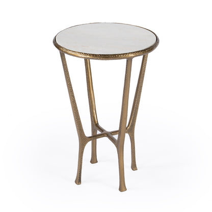 Butler Specialty Company - Switlania 16 in. W Round Marble & Metal Side Table, Gold - 4418389