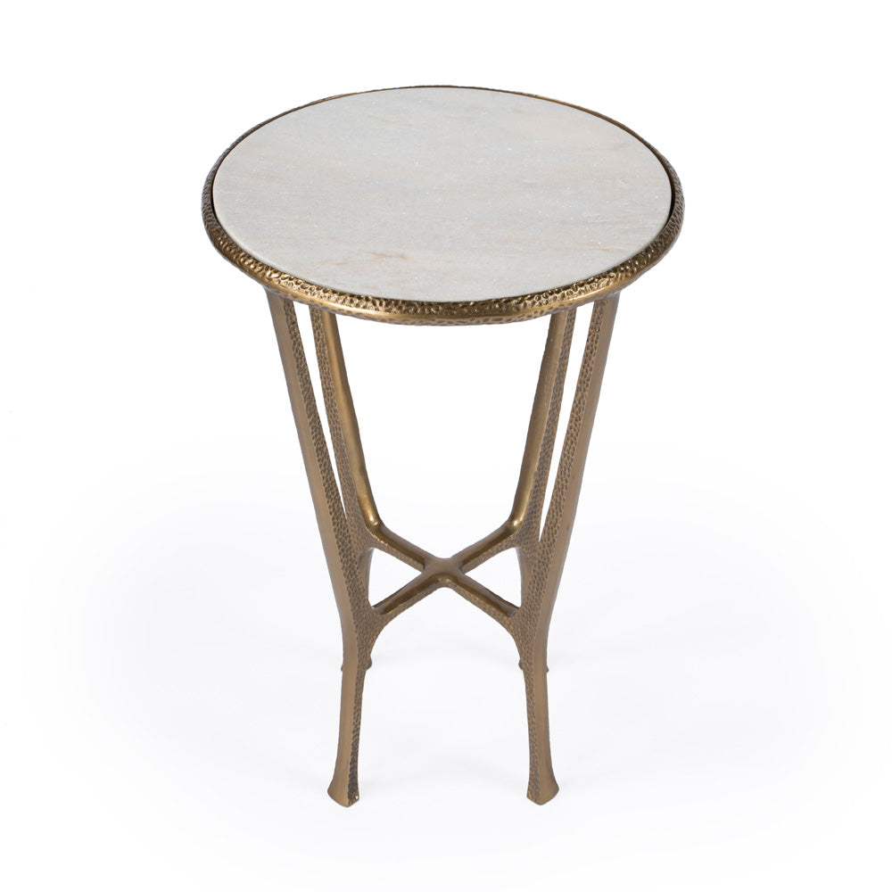 Butler Specialty Company - Switlania 16 in. W Round Marble & Metal Side Table, Gold - 4418389