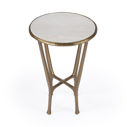 Butler Specialty Company - Switlania 16 in. W Round Marble & Metal Side Table, Gold - 4418389