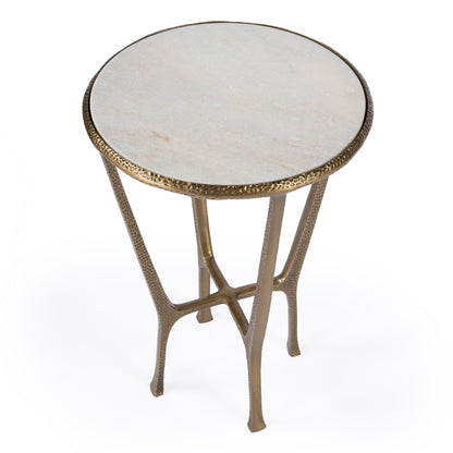Butler Specialty Company - Switlania 16 in. W Round Marble & Metal Side Table, Gold - 4418389