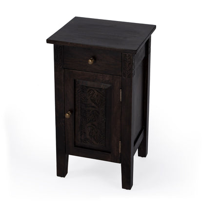 Butler Specialty Company - Switra 14 in. W Rectangular Wood & Metal 1 Drawer 1 Door End Table, Dark Brown - 1841403