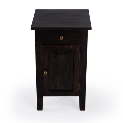 Butler Specialty Company - Switra 14 in. W Rectangular Wood & Metal 1 Drawer 1 Door End Table, Dark Brown - 1841403