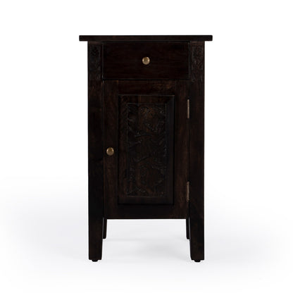 Butler Specialty Company - Switra 14 in. W Rectangular Wood & Metal 1 Drawer 1 Door End Table, Dark Brown - 1841403