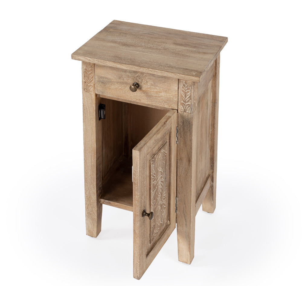 Butler Specialty Company - Switra 14 in. W Rectangular Wood & Metal 1 Drawer 1 Door End Table, Light Brown - 1841312