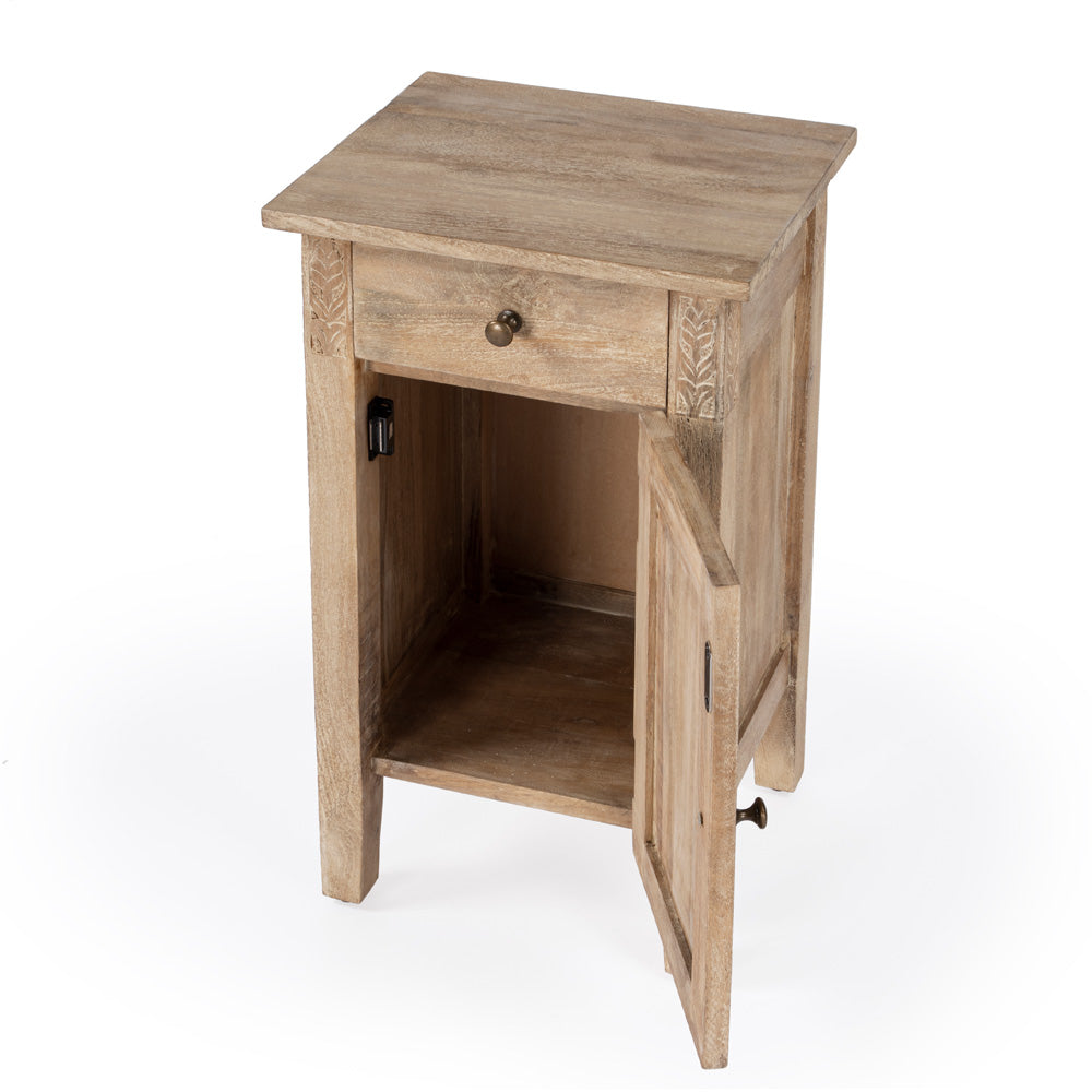 Butler Specialty Company - Switra 14 in. W Rectangular Wood & Metal 1 Drawer 1 Door End Table, Light Brown - 1841312