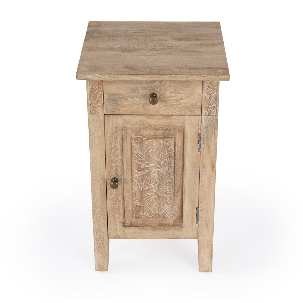 Butler Specialty Company - Switra 14 in. W Rectangular Wood & Metal 1 Drawer 1 Door End Table, Light Brown - 1841312