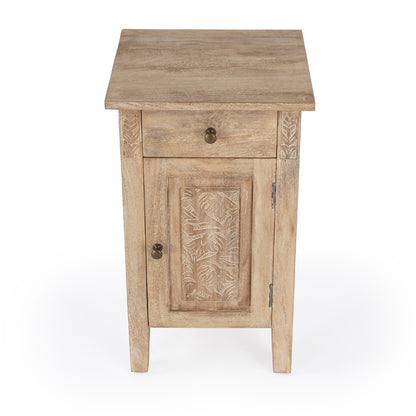 Butler Specialty Company - Switra 14 in. W Rectangular Wood & Metal 1 Drawer 1 Door End Table, Light Brown - 1841312