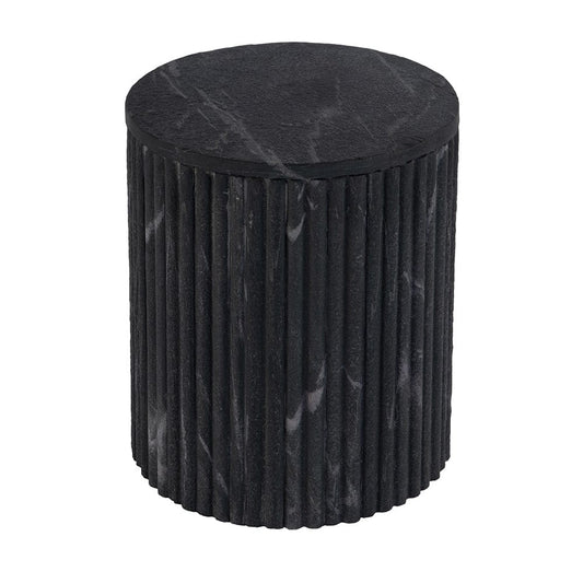 Butler Specialty Company - Sylvester 15 in. W Round Marble and Wood Side Table, Gray and White - 5817414 View 1