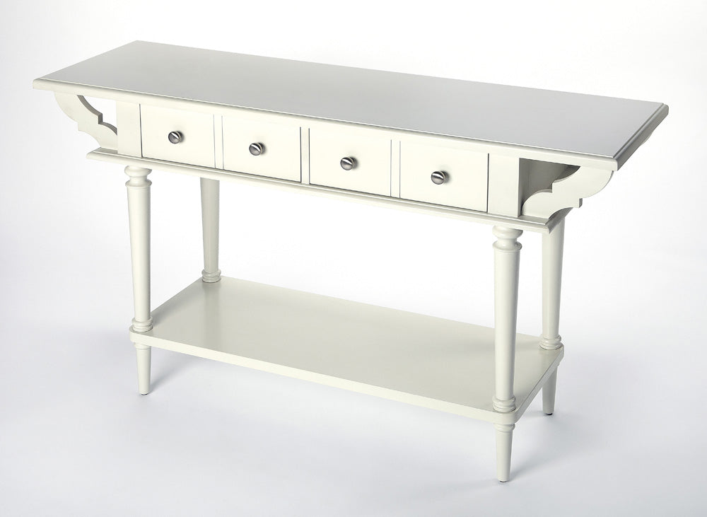 Butler Specialty Company - Talia 54 in. W Rectangular Wood 2 Drawer & Lower Shelf Console Table, White - 4375288_CLOSEOUT