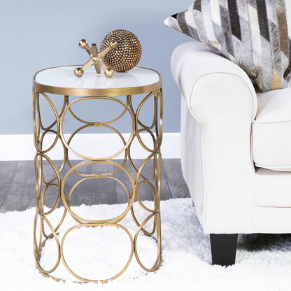 Butler Specialty Company - Talulah 20 in. W Oval Marble & Metal Side Table, Gold - 6123025