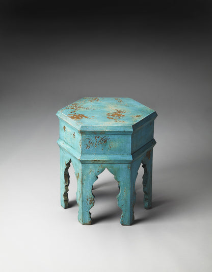 Butler Specialty Company - Artifacts - Tangiers 14 in. W Hexagonal Solid Wood Side Table, Blue - 3117290