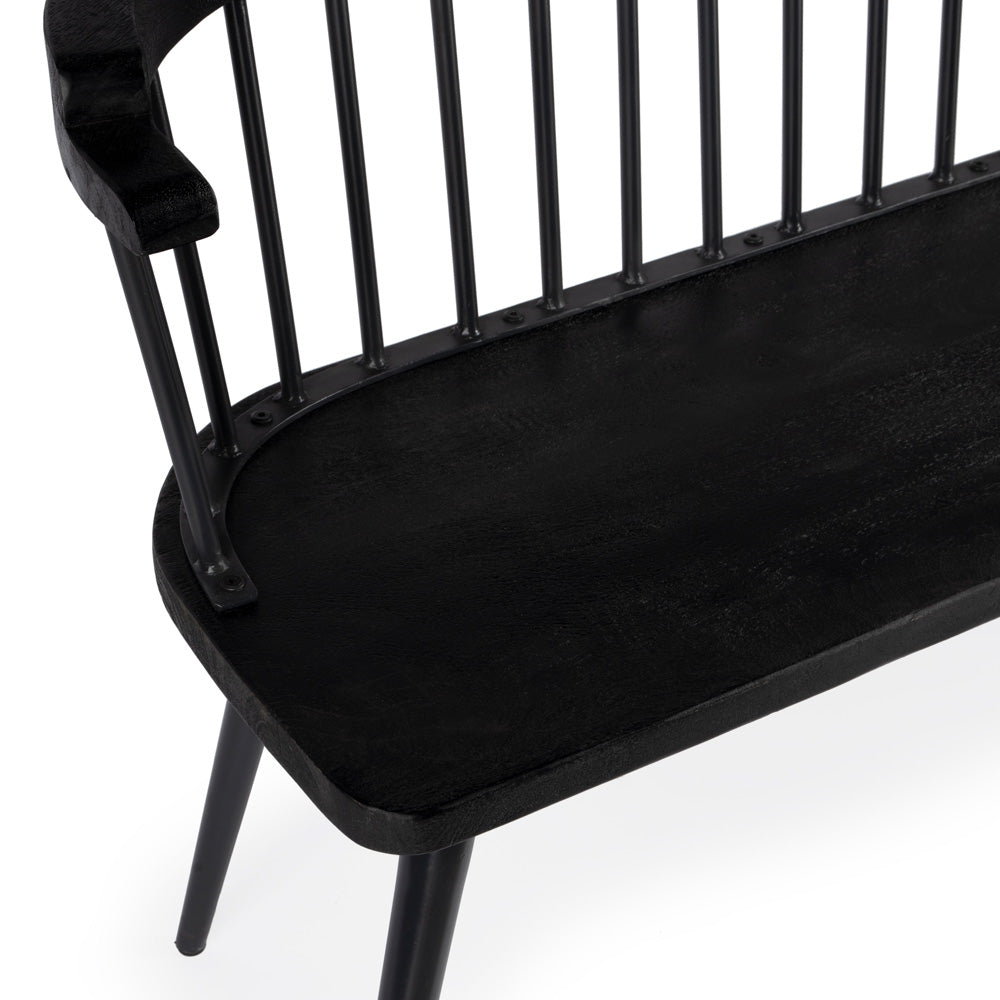 Butler Specialty Company - Tempe Mango Wood Spindle Back 51.25"W Bench, Black - 5615295
