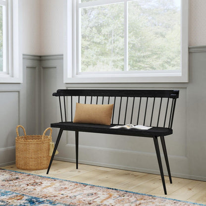 Butler Specialty Company - Tempe Mango Wood Spindle Back 51.25"W Bench, Black - 5615295 view 7