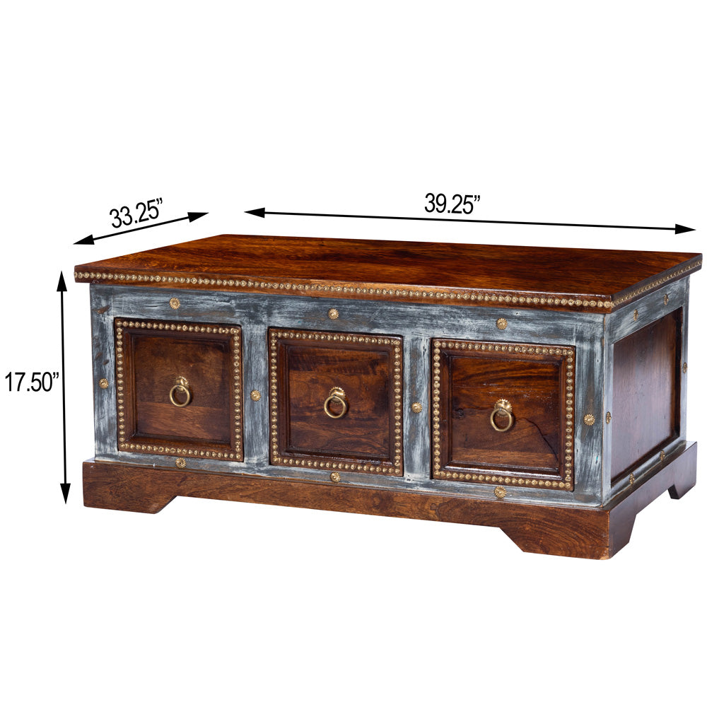 Butler Specialty Company - Artifacts - Tennor Wood & Hand Painted Storage Coffee Table, Medium Brown - 5480290