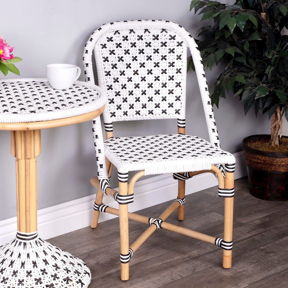 Butler Specialty Company - Tenor Indoor/Outdoor 18.5 in. Seat Height Rattan Side Chair with Back, White/Black - 5398295 view 6