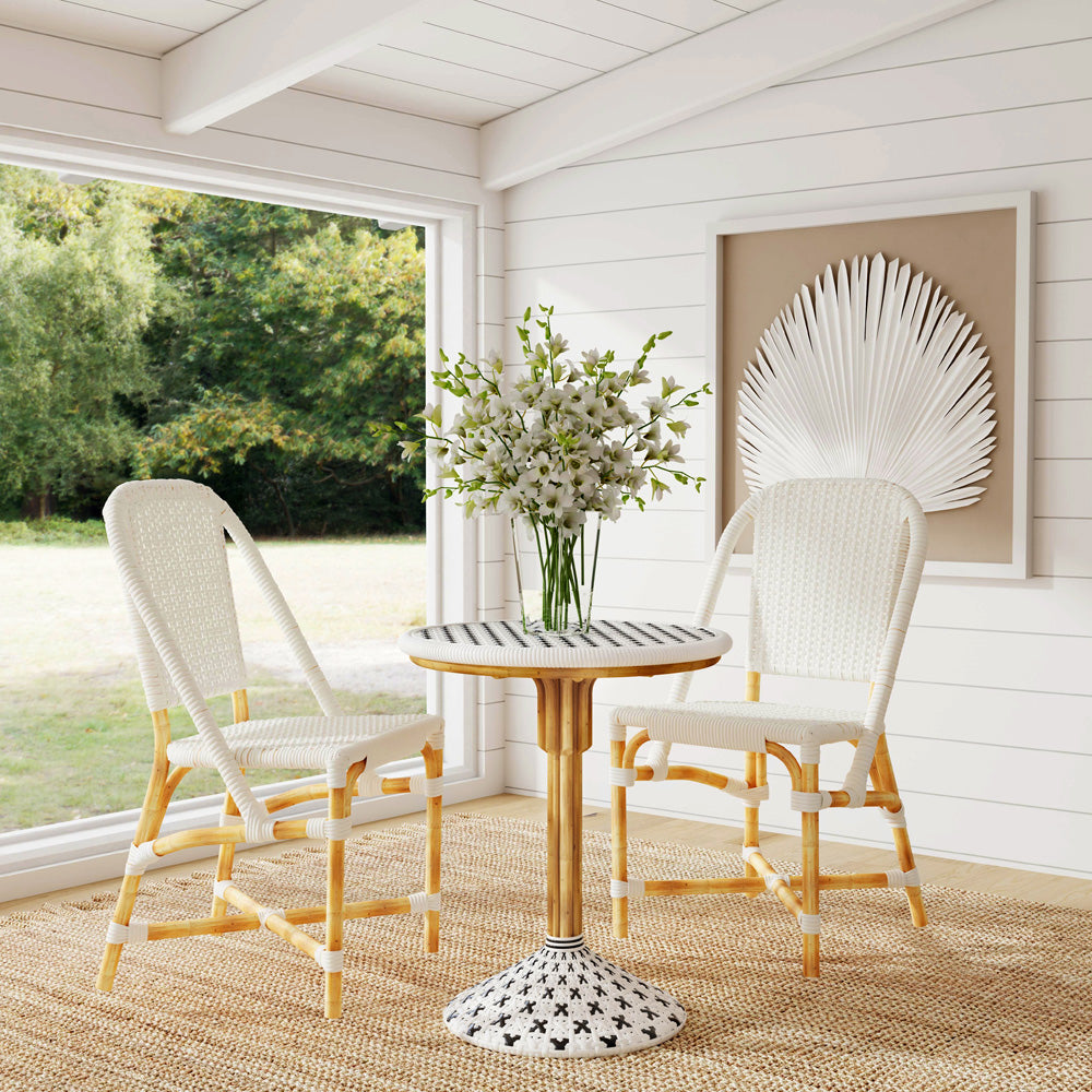 Butler Specialty Company - Tenor Indoor/Outdoor 18.5 in. Seat Height Rattan Side Chair with Back, White - 5398304