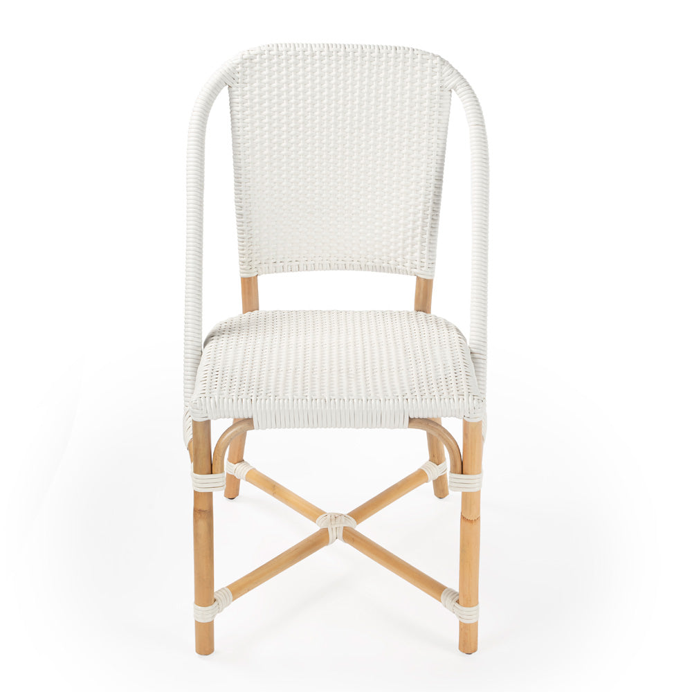Butler Specialty Company - Tenor Indoor/Outdoor 18.5 in. Seat Height Rattan Side Chair with Back, White - 5398304