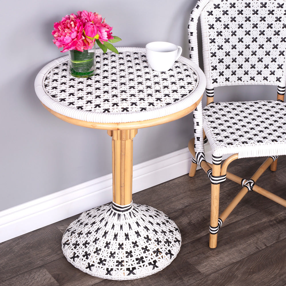 Butler Specialty Company - Tenor Indoor/Outdoor 23.5 in. W Round Rattan Bistro Table, White - 5400295