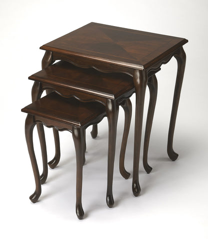 Butler Specialty Company - Thatcher Rectangular Set of 3 Wood Nesting Tables, Dark Brown - 2306024