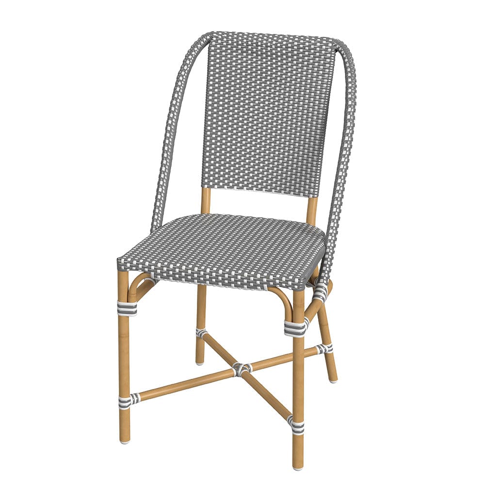 Butler Specialty Company - Tobias 18.5 in. Seat Height Outdoor Rattan and Metal  Dining Side Chair, Gray and White Dot - 5647329 View 1