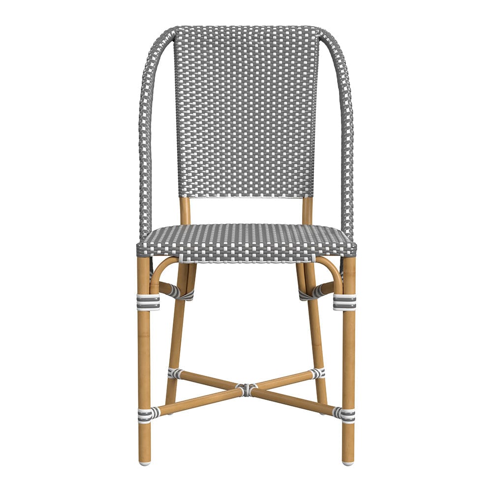 Butler Specialty Company - Tobias 18.5 in. Seat Height Outdoor Rattan and Metal  Dining Side Chair, Gray and White Dot - 5647329 View 2