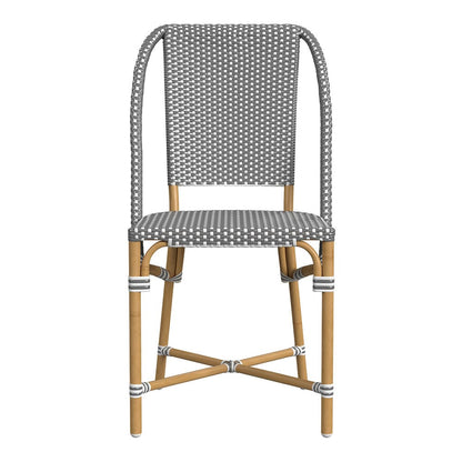 Butler Specialty Company - Tobias 18.5 in. Seat Height Outdoor Rattan and Metal  Dining Side Chair, Gray and White Dot - 5647329 View 2