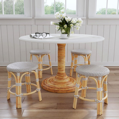 Butler Specialty Company - Tobias 18 in. Seat Height Round Rattan Backless Stool with Footrest, Gray/White - 5745266 view 6
