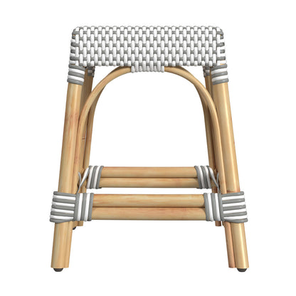Butler Specialty Company - Robias - Tobias 18 in. Seat Height Round Rattan Stool, Gray/White Dot - 5746266