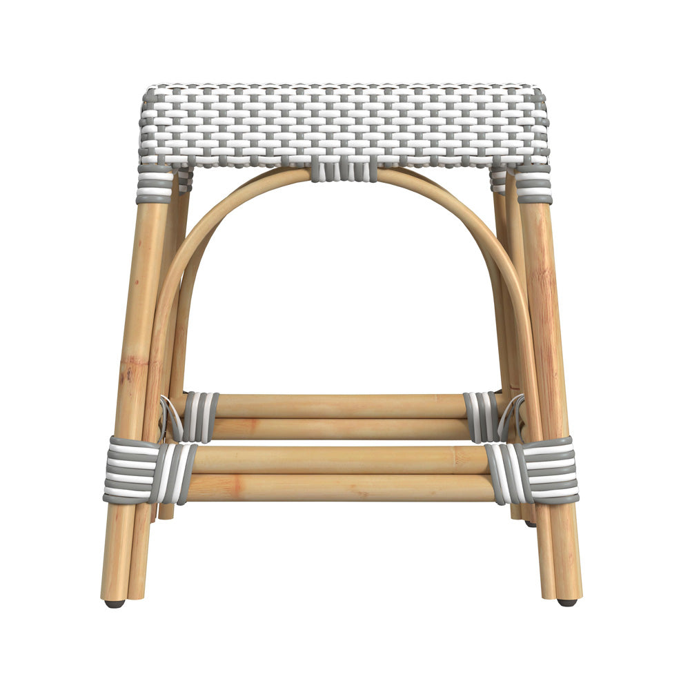 Butler Specialty Company - Robias - Tobias 18 in. Seat Height Round Rattan Stool, Gray/White Dot - 5746266